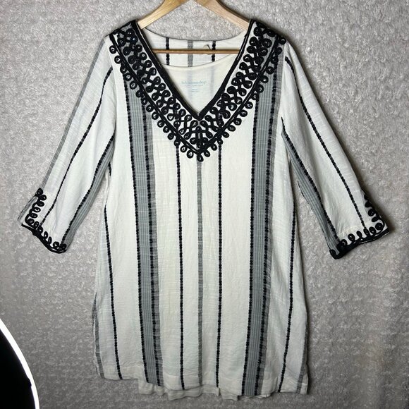 SOFT SURROUNDINGS Coco De Mer Kaftan 2 Piece Dress 100% Cotton Size Medium - Picture 3 of 8